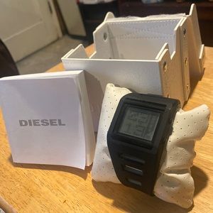 Black silicone diesel digital watch.